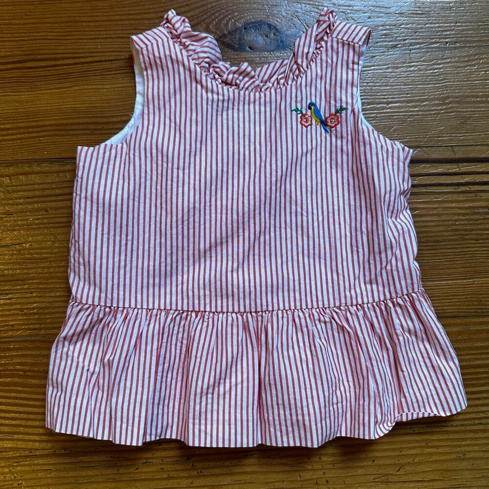 Janie and Jack orange white‎ striped sleeveless tropical peplum top SIZE 12-18M